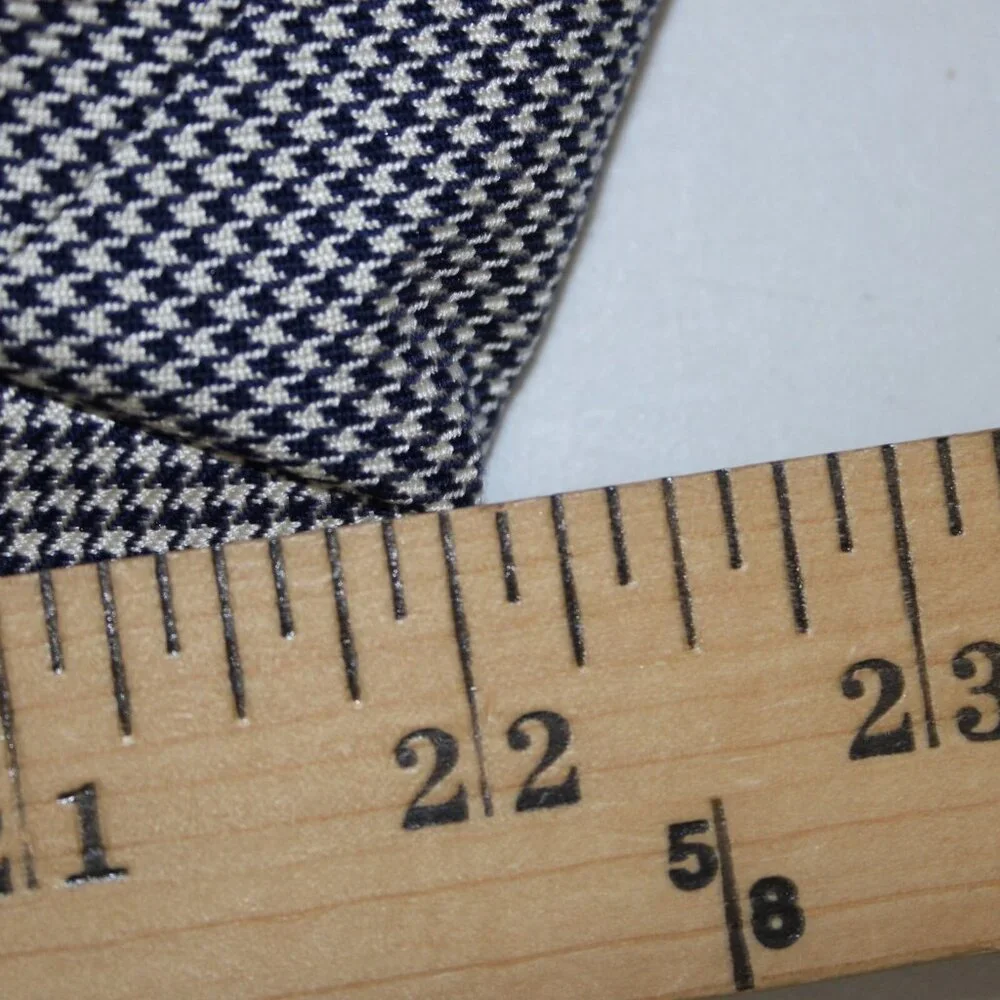 Carlisle Sz 16 Navy Blue White Brown Faux Pockets Lined Silk Wool Cotton Jacket - Picture 12 of 12